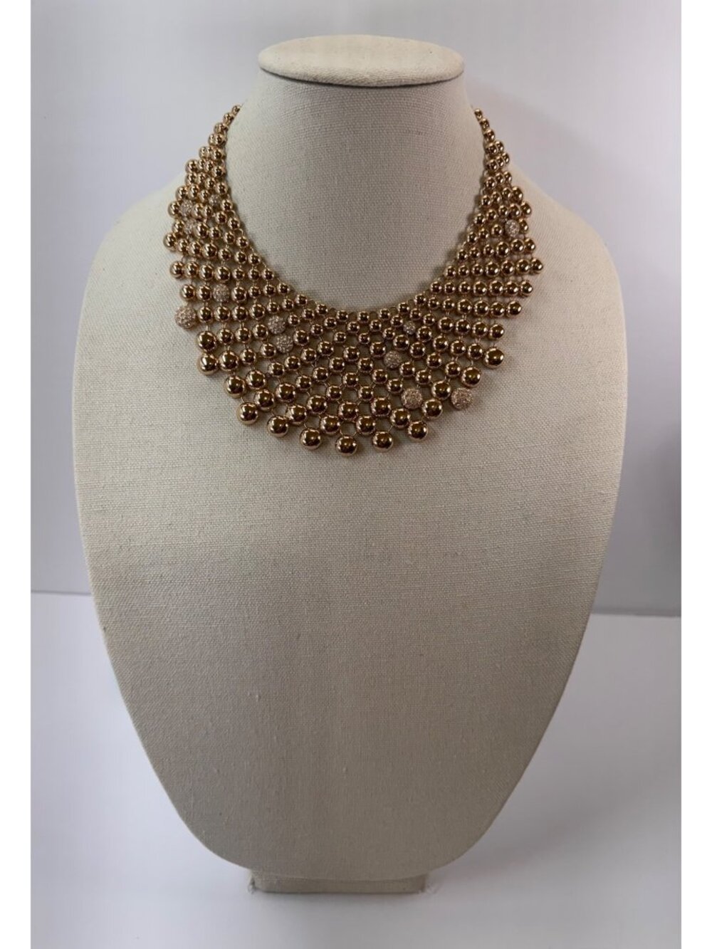 Park Lane Gold Tone Rhinestone Bib Necklace Statement Collar 18” Extender